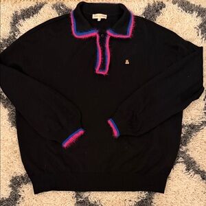 Teddy Fresh Black Crewneck with Blue and Pink Accents